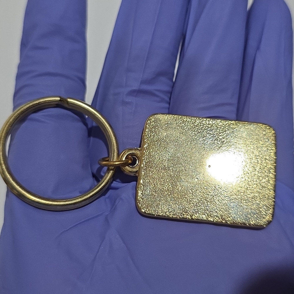Gold Tone Rectangular Keychain with Initial "K" – Personalized Gift Accessory - Picture 8 of 8